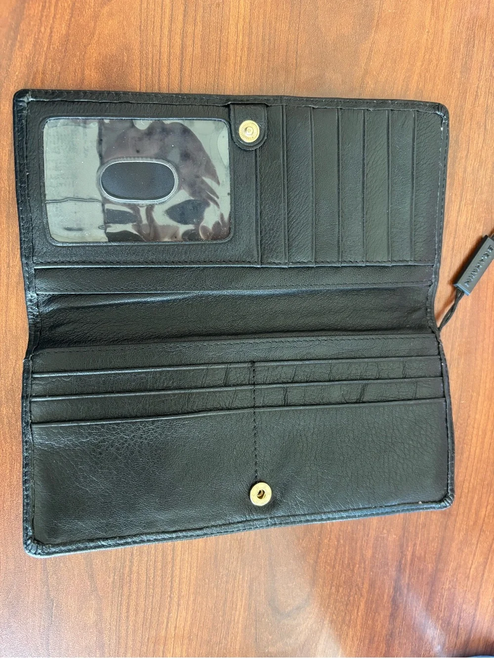 new Brahmin slim bifold smooth black leather wallet